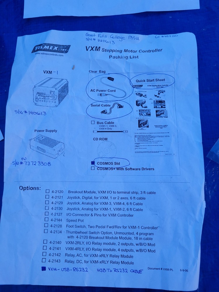 Velmex VXM Stepping Motor Controller Single Axis RS-232 Govt Surplus Lab Science