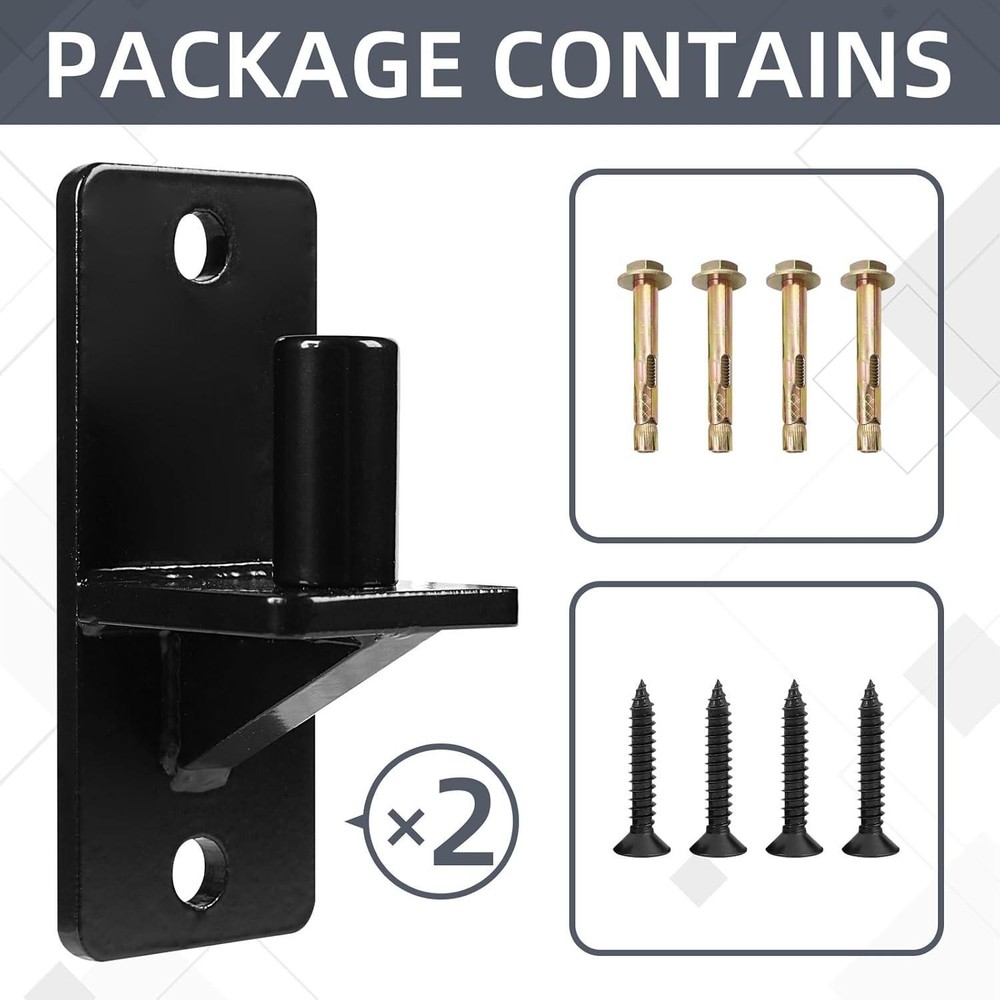 Wall Mount Gate Hinges, Black Farm Gate Hinge, 2 Pack Chain Link Fence Gate Hing