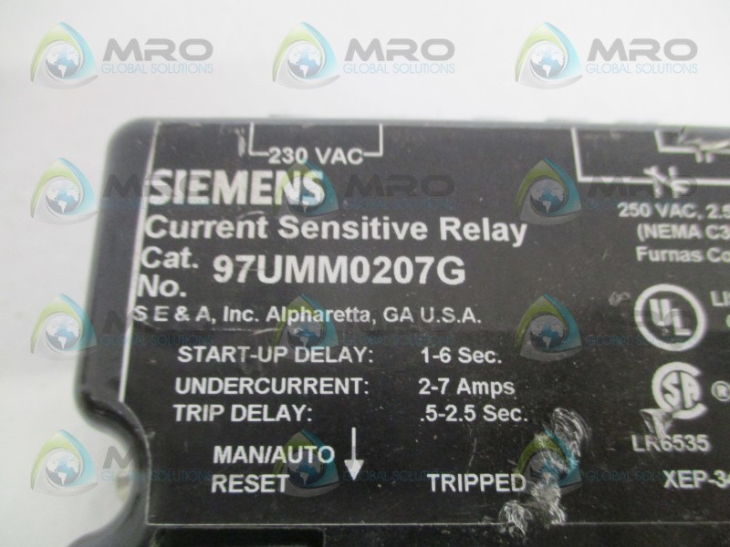 SIEMENS 97UMM0207G CURRENT SENSITIVE RELAY UNMP