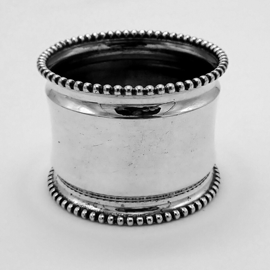 Beaded Napkin Ring Sterling Silver No Mono