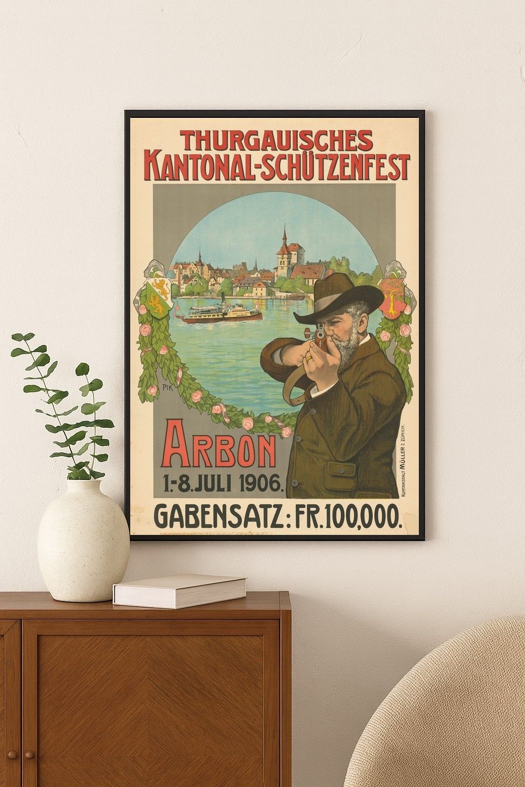 🎯 Thurgauisches Kantonal-Schuetzenfest Poster (1906) Vintage Arbon Festival