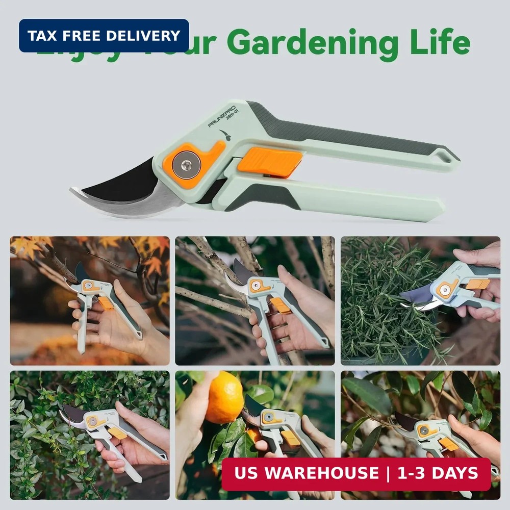 PrunePro Pruning Shears Gardening Scissors Set Professional Hand Pruner Sharp St