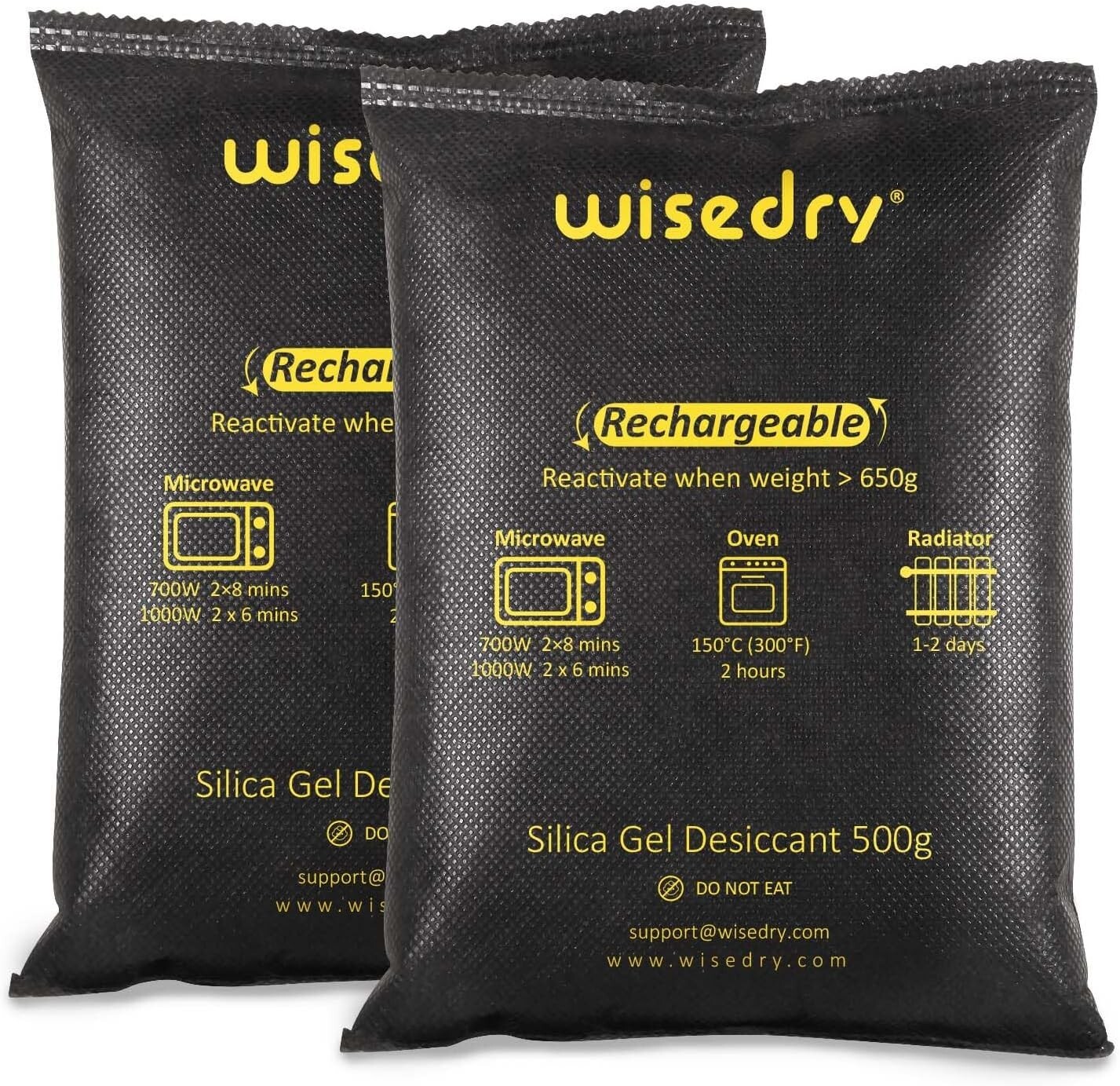 2 x 500 Gram [2.2 lbs] Rechargeable Silica Gel Car Dehumidifier, Microwave Fast