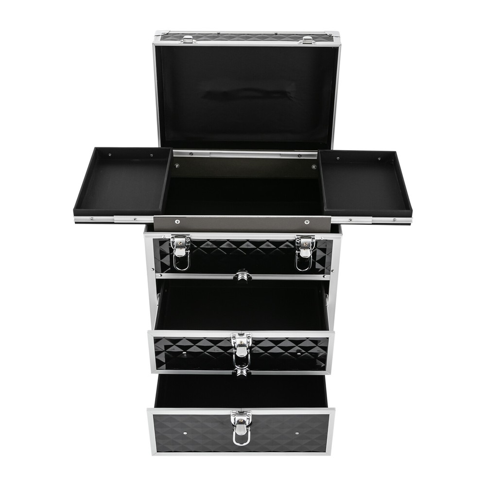 Rolling Makeup Case Train Case Cosmetic Trolley Cosmetic Organizer Case