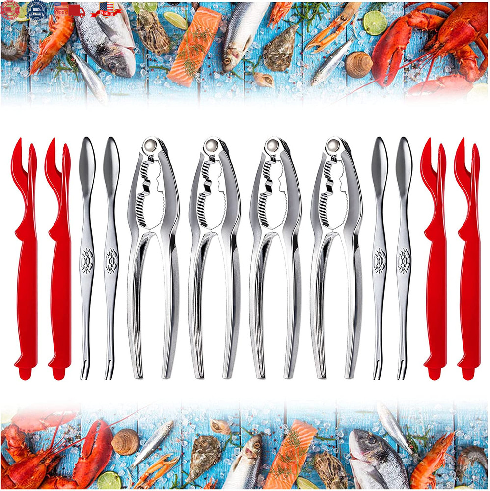 13 Pieces Crab Leg Crackers Set Includes Nut Crackers Lobster Shell Forks + Bag