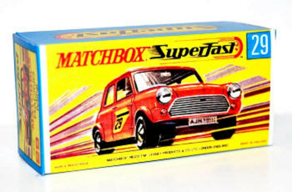 Matchbox  Superfats No 29 Racing Mini Empty Repro  G Box