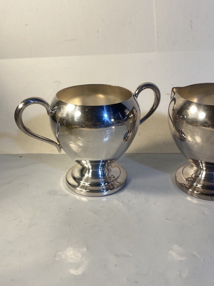 Blackington Creamer & Sugar Fine Silver Plate MCM