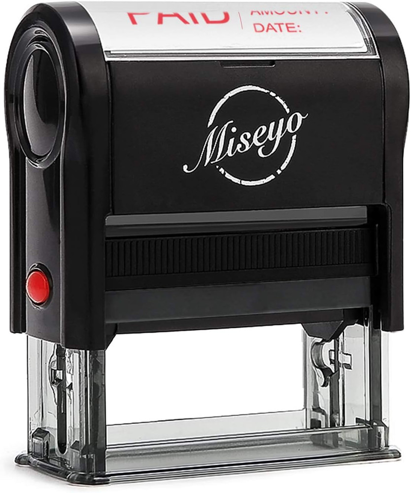 Paid Stamp Self Inking with Date, Check Number, Amount - Red Ink