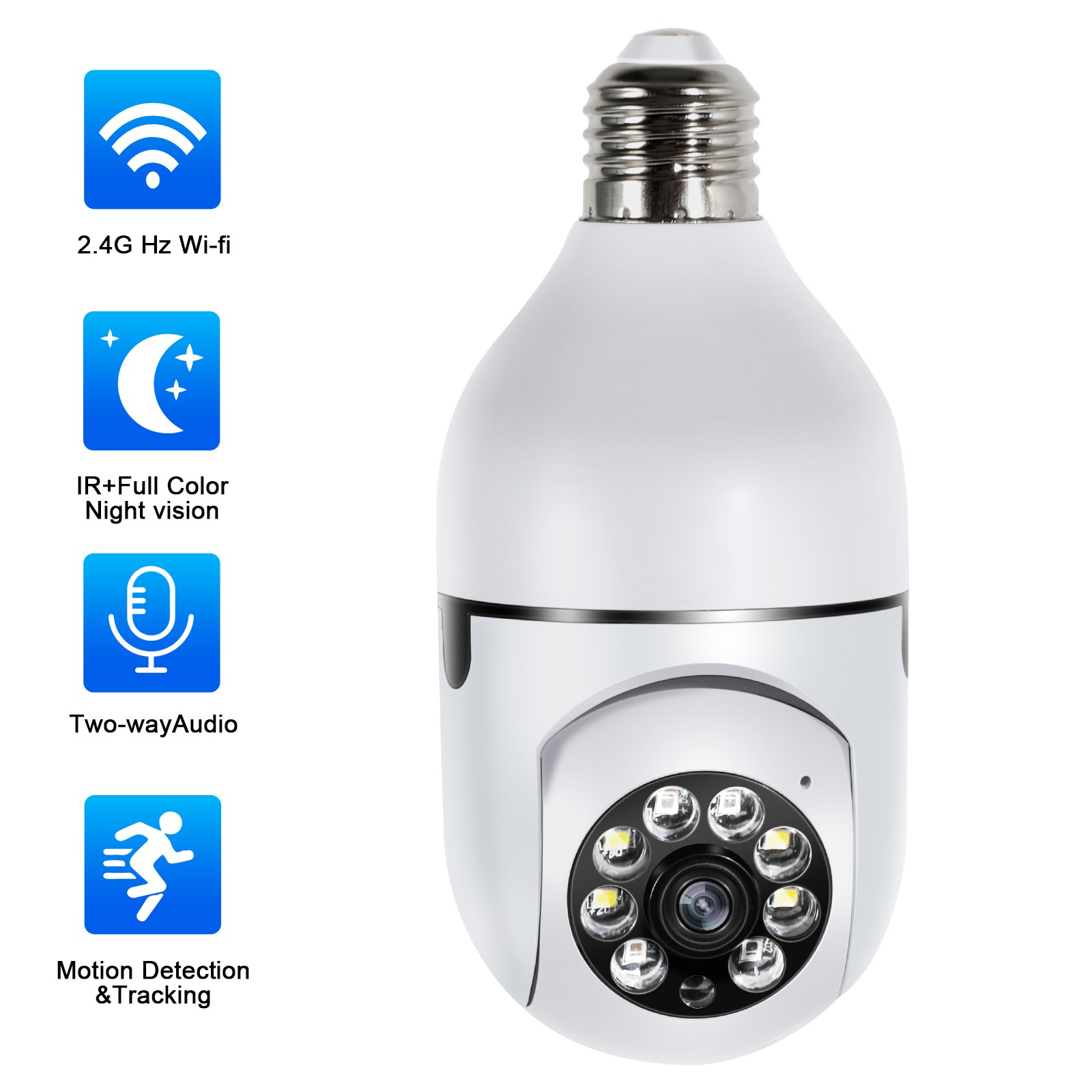 2MP IP E27 Light Bulb Camera 1080P Wi-Fi IR Night Smart Home Wireless Security