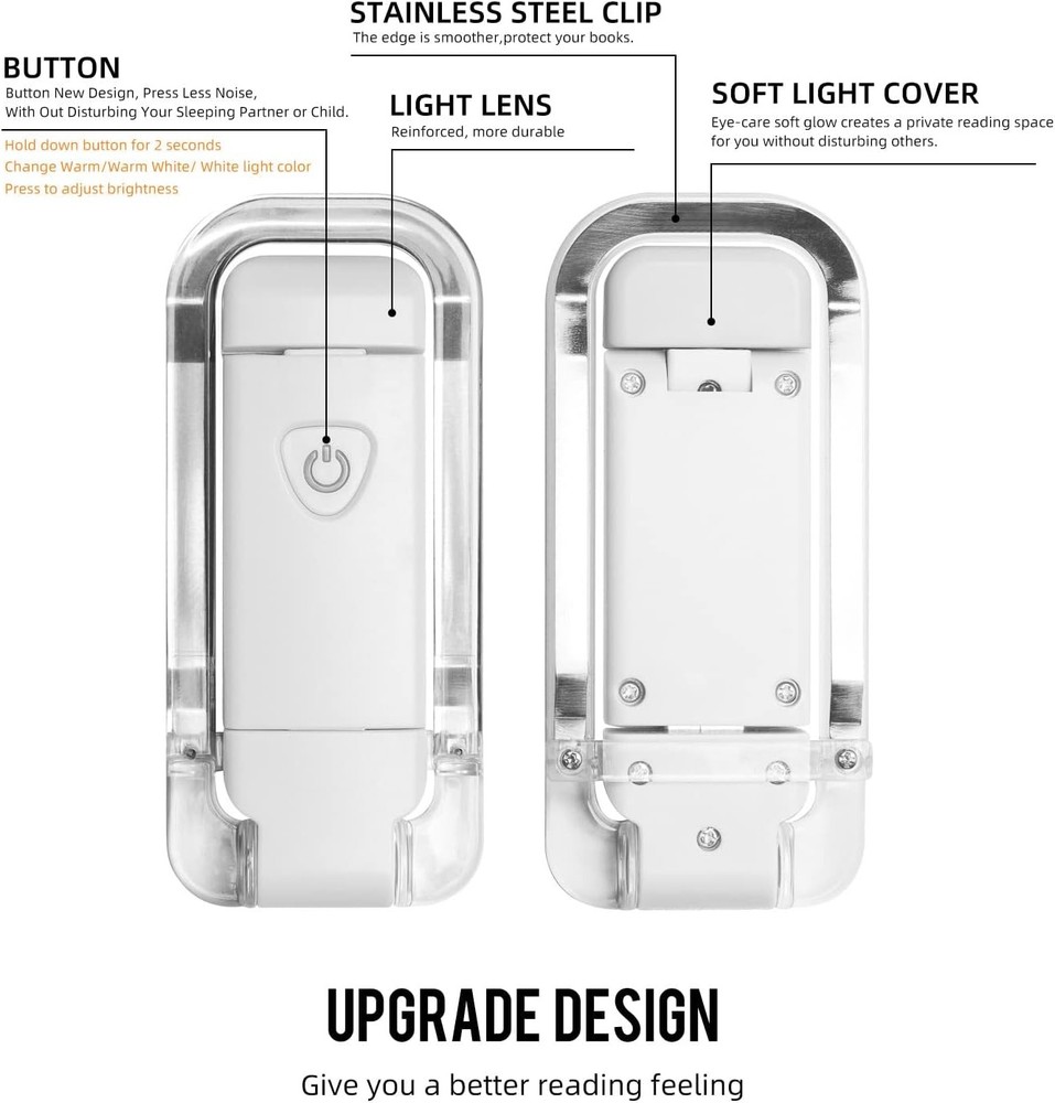 USB Rechargeable Book Light Clip On