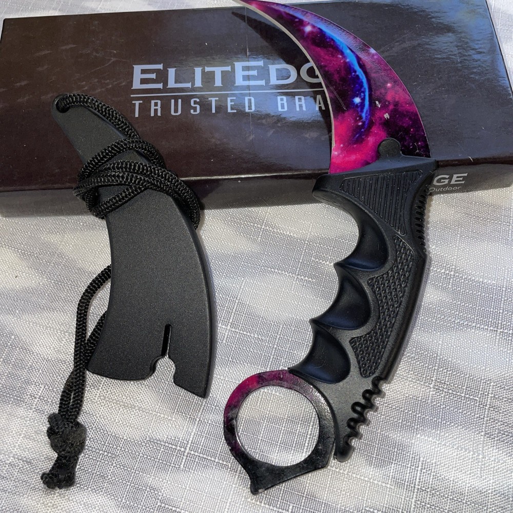 Elite Edge Karambit Galaxy/Black Knife With Sheath