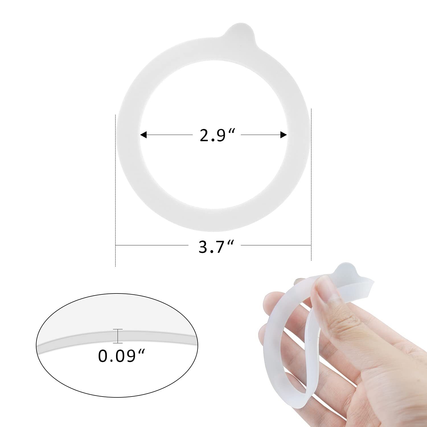2 Piece Rubber Seal Ring for Glass Jars, Airtight Silicone Replacement Gasket