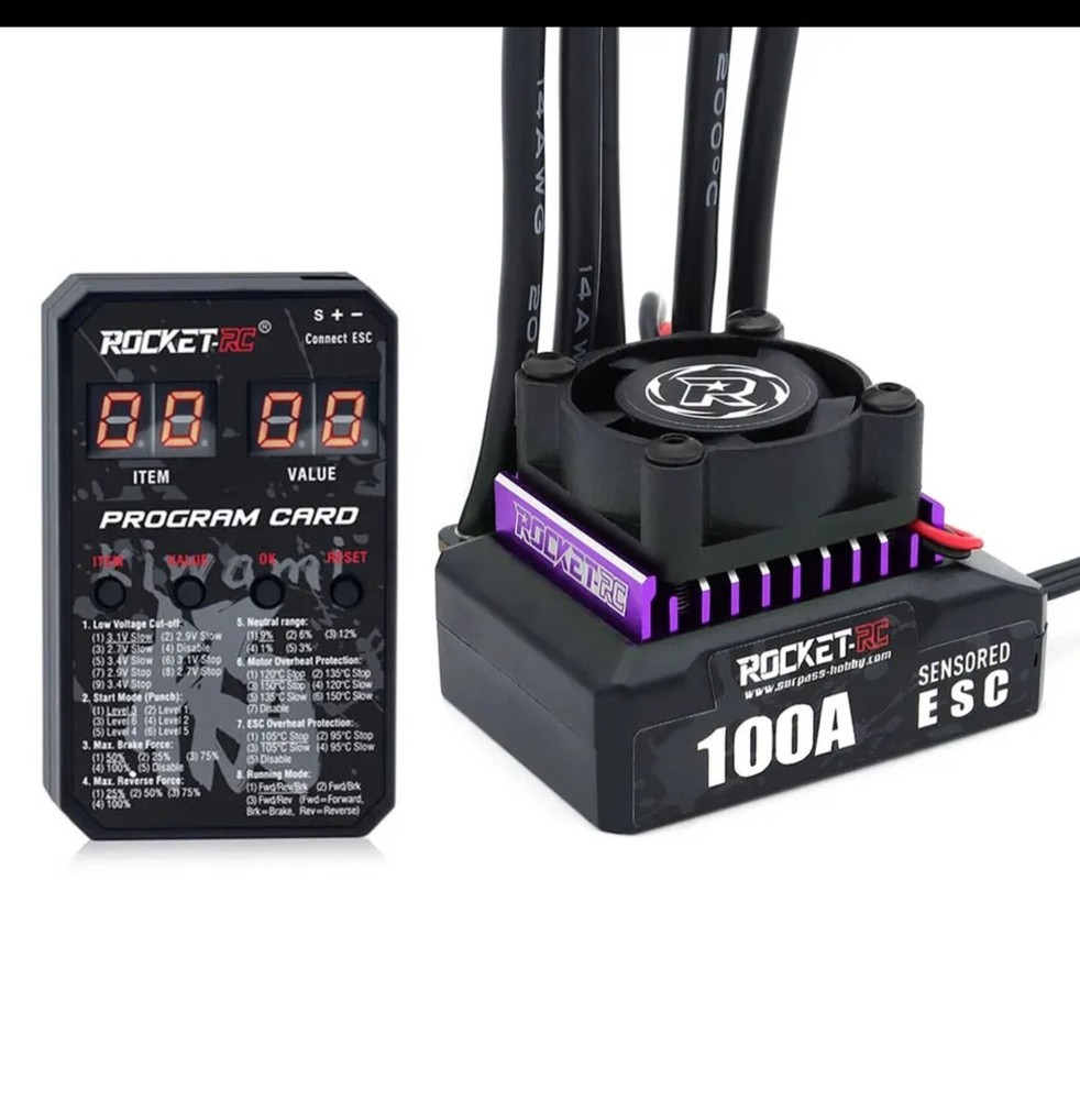 Rocket Rc Drift Brushless Sensored Combo Turbo & Boost Programmer Include purple