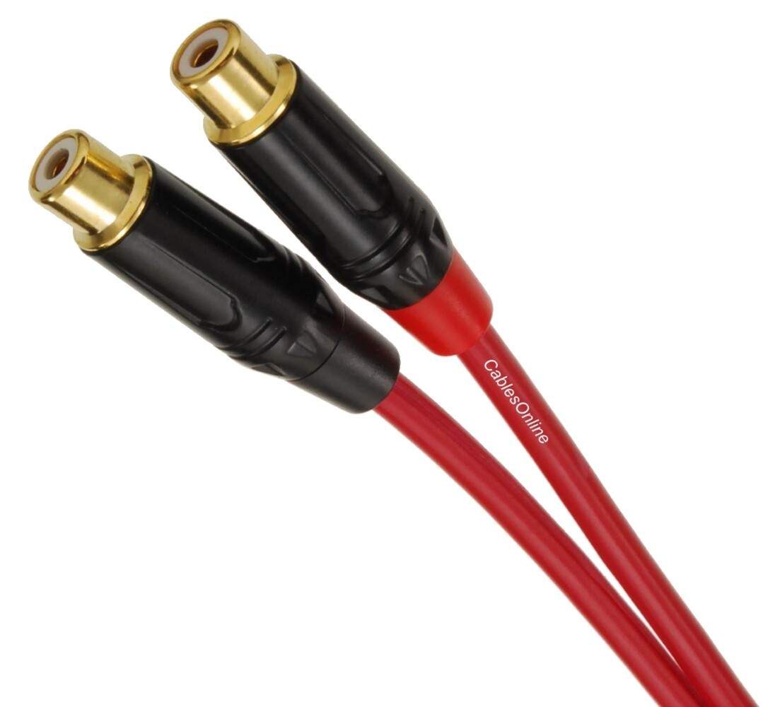 Dual-RCA Male/Female Ultra-Flexible Red Extension Audio Cable