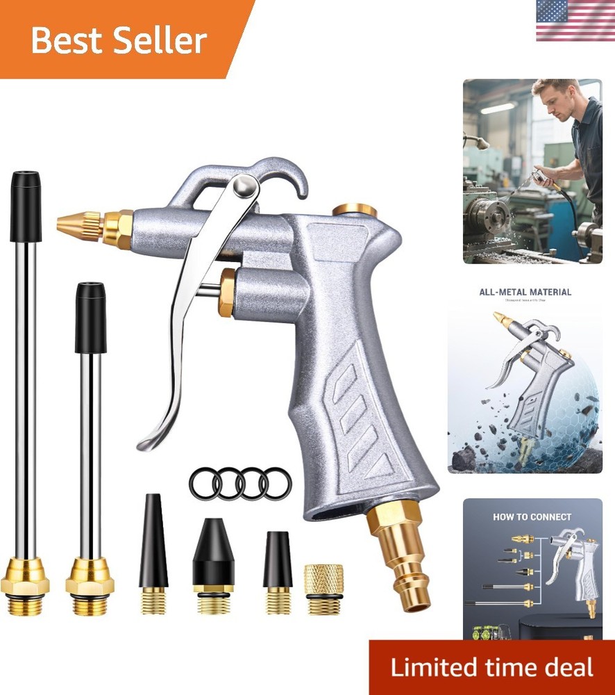 Efficient Light to Medium-Duty Air Blow Gun with Adjustable Nozzle & Extensions