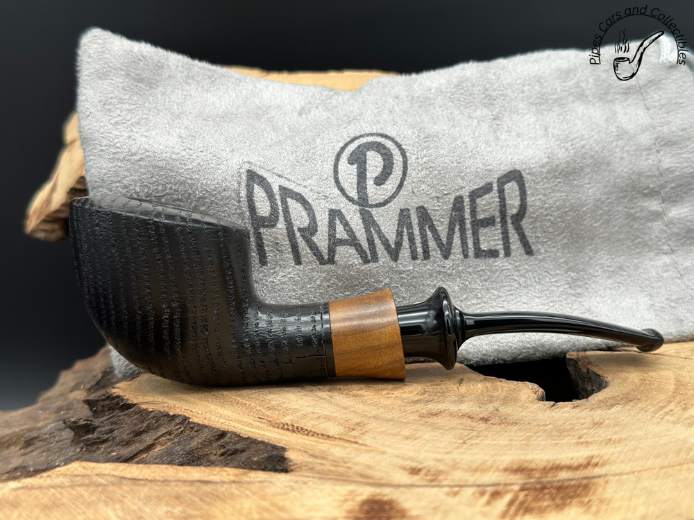 Prammer Rusticated Bent Dublin Smoking Pipe With Bag