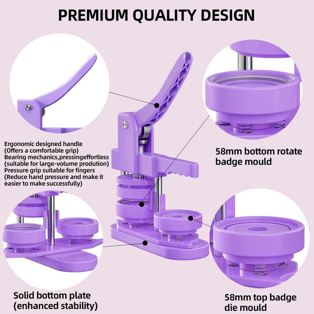 58Mm Button Maker Machine Kit, Installation-Free Button Pin Maker & Pin Maker Ma