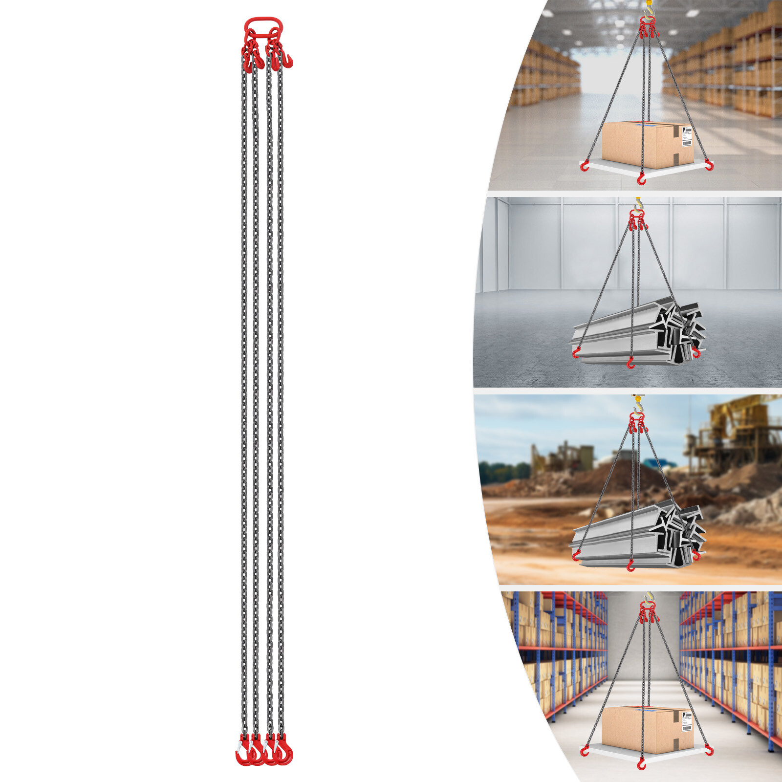 5 Ton/11023.11lbs Chain Sling Adjustable Length Lifting Chains w/Legs Grab Hook