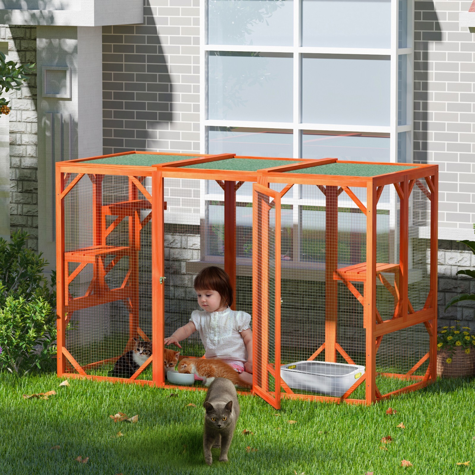 COZIWOW Cat House Outdoor Catio Cat Play Run Enclosures Indoor Kitty Window Cage