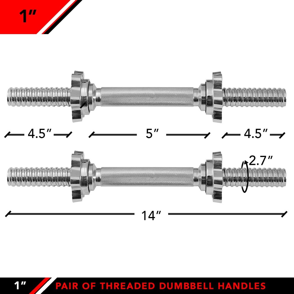 Threaded Dumbbell Handles with Star Collars for 1 in Plates 2 Pcs