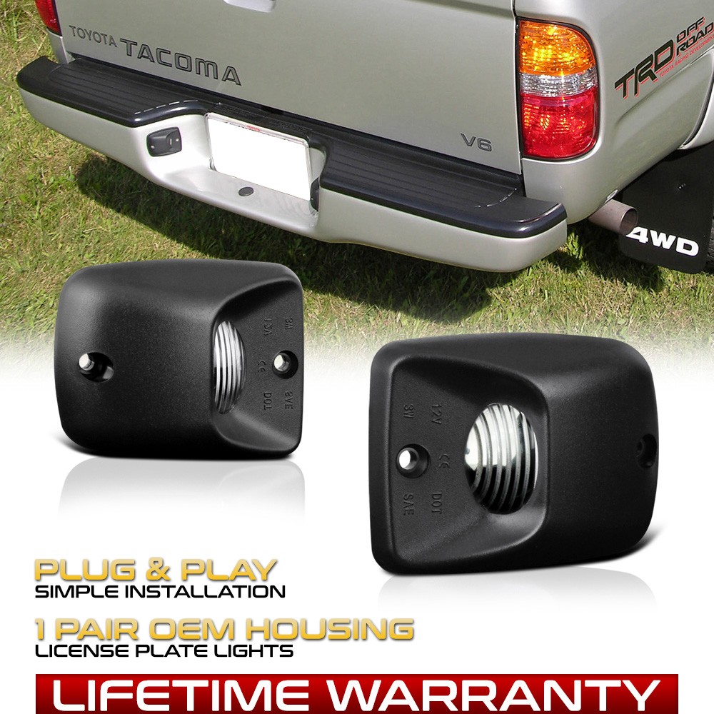Black Rear Bumper License Plate Lights Lamps Replacement For 95-04 Toyota Tacoma