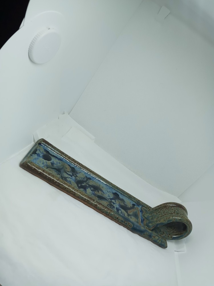 Vtg. Glazed Ceramic Incense Holder . Signed Ray
