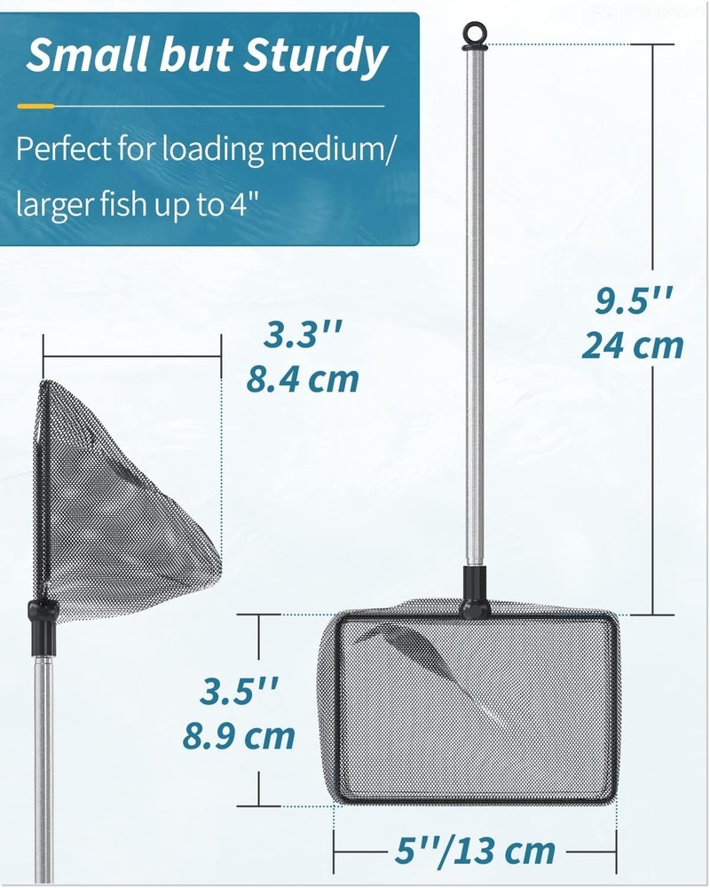 5-Inch Rust-Resistant Fish Net with Expandable Handle for Easy Debris Skimming
