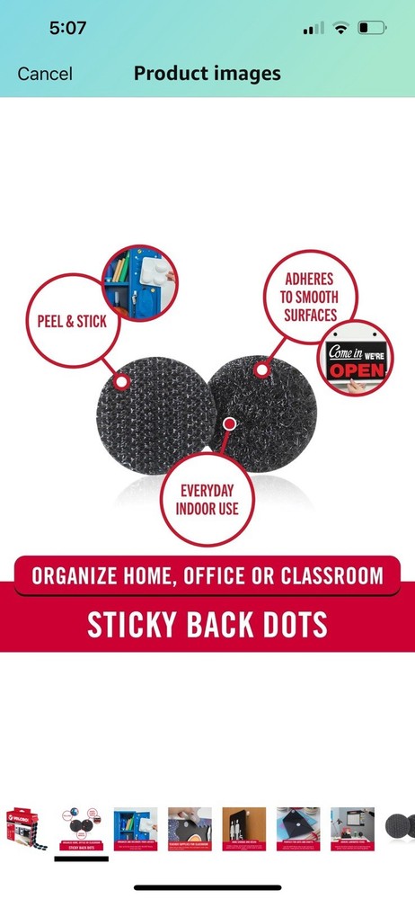 VELCRO® Black Coins Circles Dots Sticky Back Hook Loop 3/4" 200 count