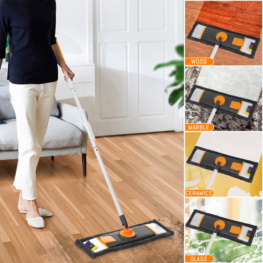8Pcs Replacement Microfiber Cleaning Refill Pads For Flat Mop 18'' Reusable Tool