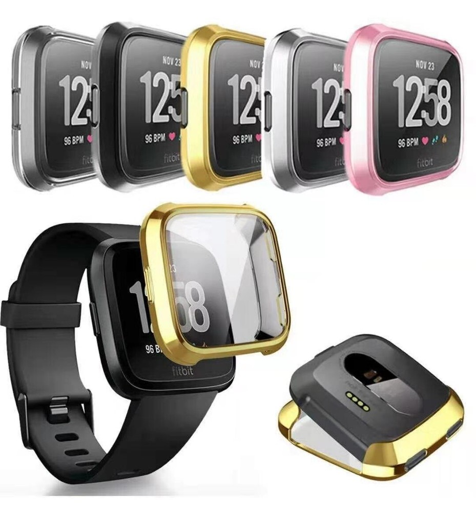 Silicone Protective TPU Frame Cover Case with Screen Protector For Fitbit Versa