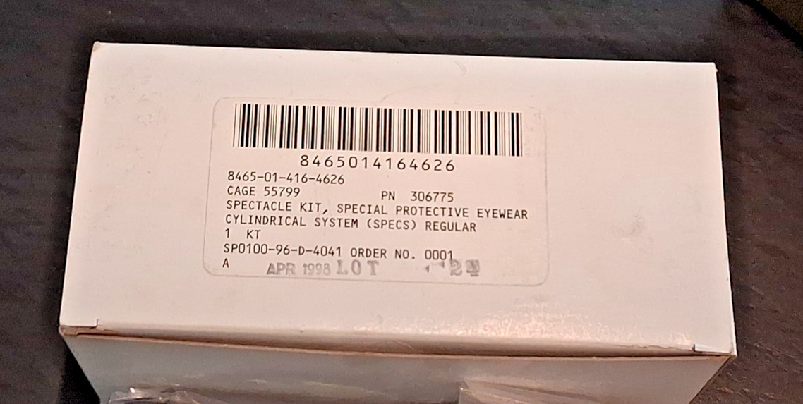 US Military SPECS ballistic protective eyewear kit with MSA case