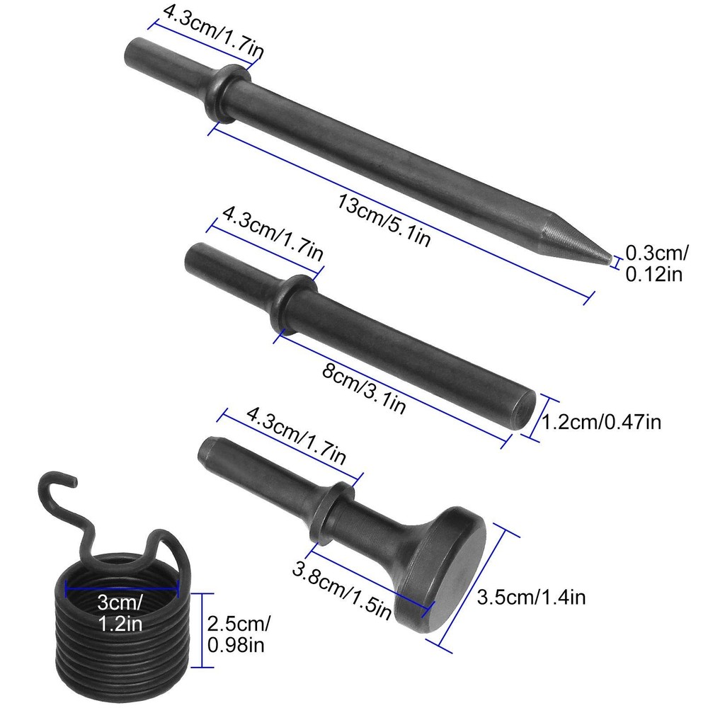 8 Piece Air Chisel Set Pneumatic Air Hammer Punch Chipping Bits Tool Set