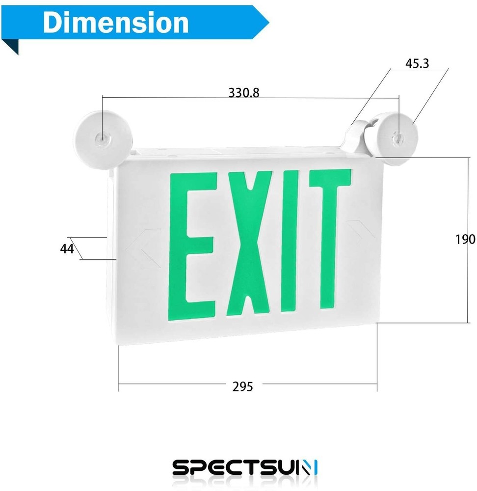UL Listed-Spectsun 8 Pack Green LED Exit Sign & Emergency Lights Exit Sign Light