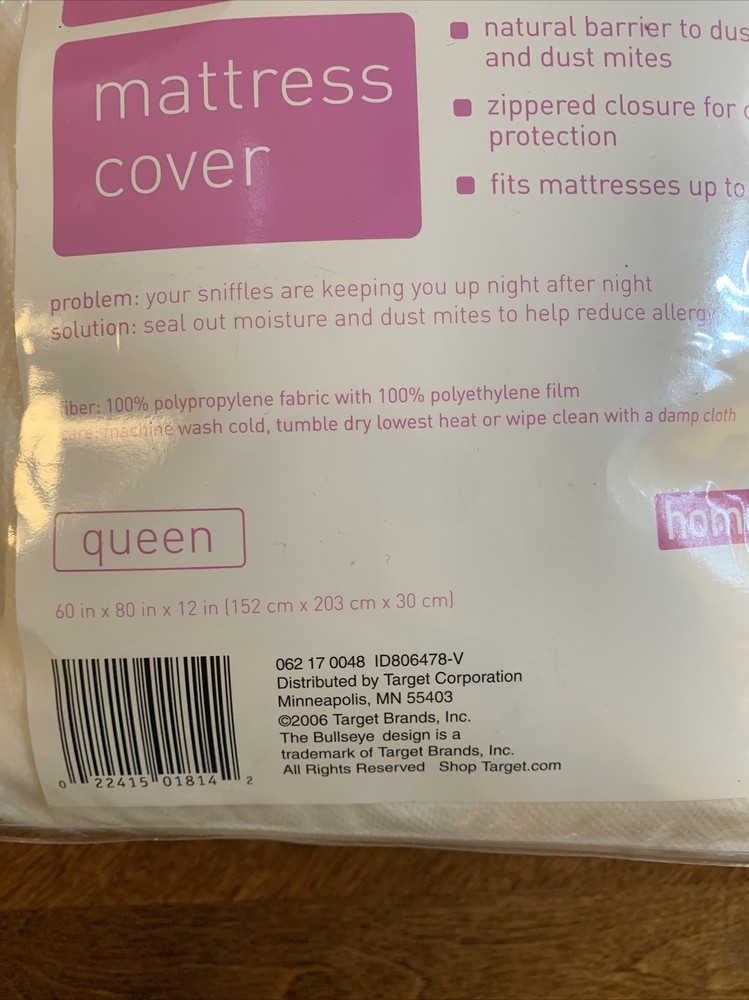 Queen Mattress Cover AllerEase Waterproof Allergy Protector Zippered NEW Target