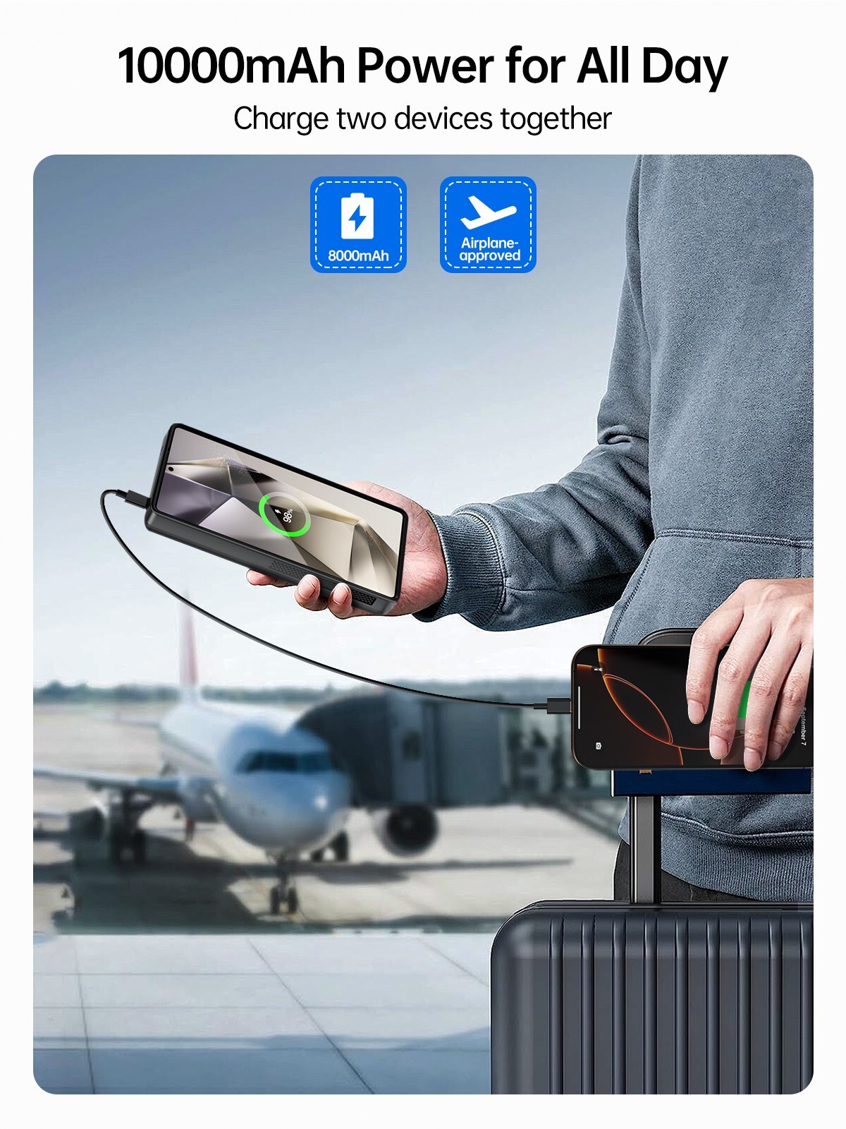 NEWDERY 10000mAh Wireless Battery Case For Samsung S25 Ultra Power Bank Case