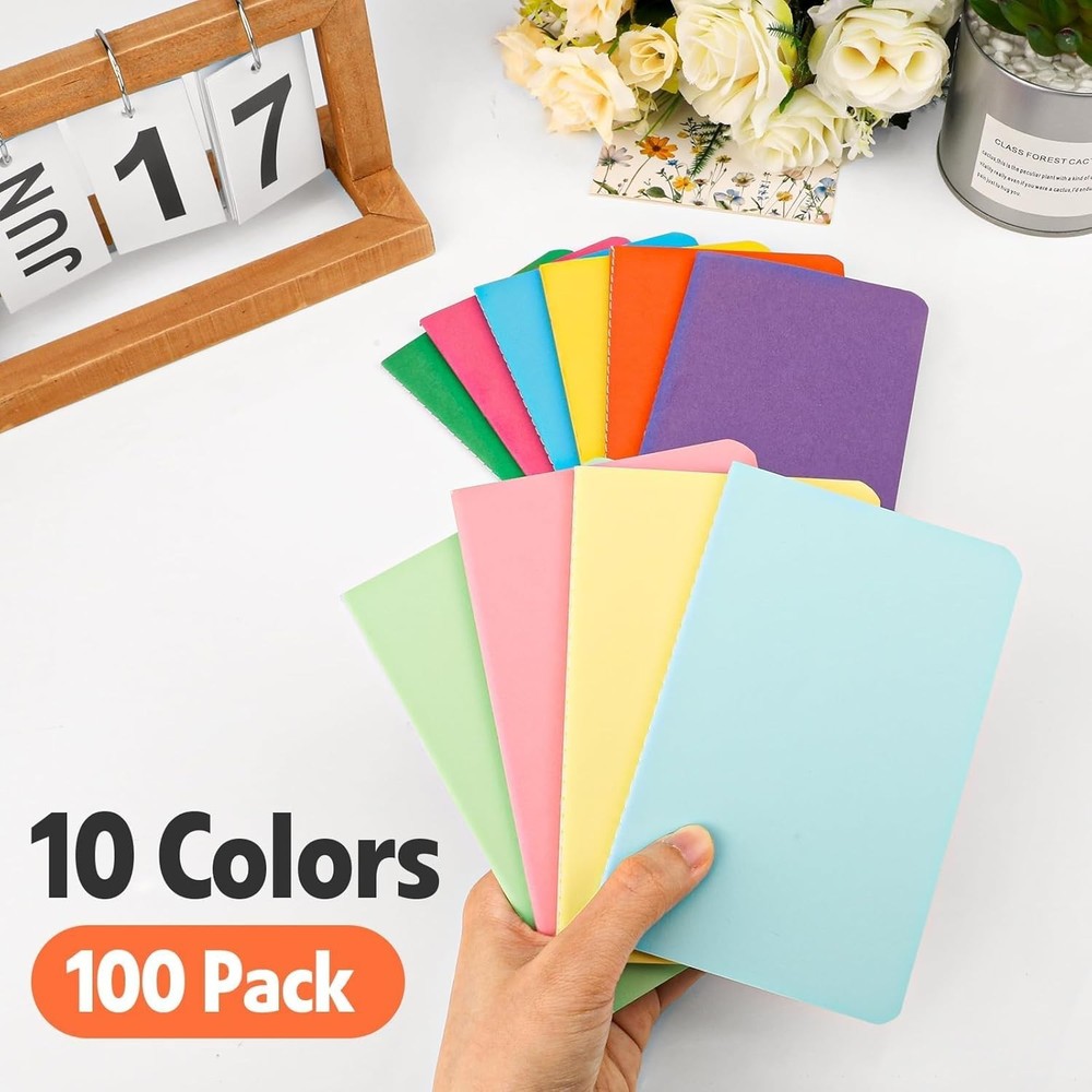 100 Pack Small Lined Notepads Bulk, Mini Journal Pocket Notebooks Set 3.5 Inc...