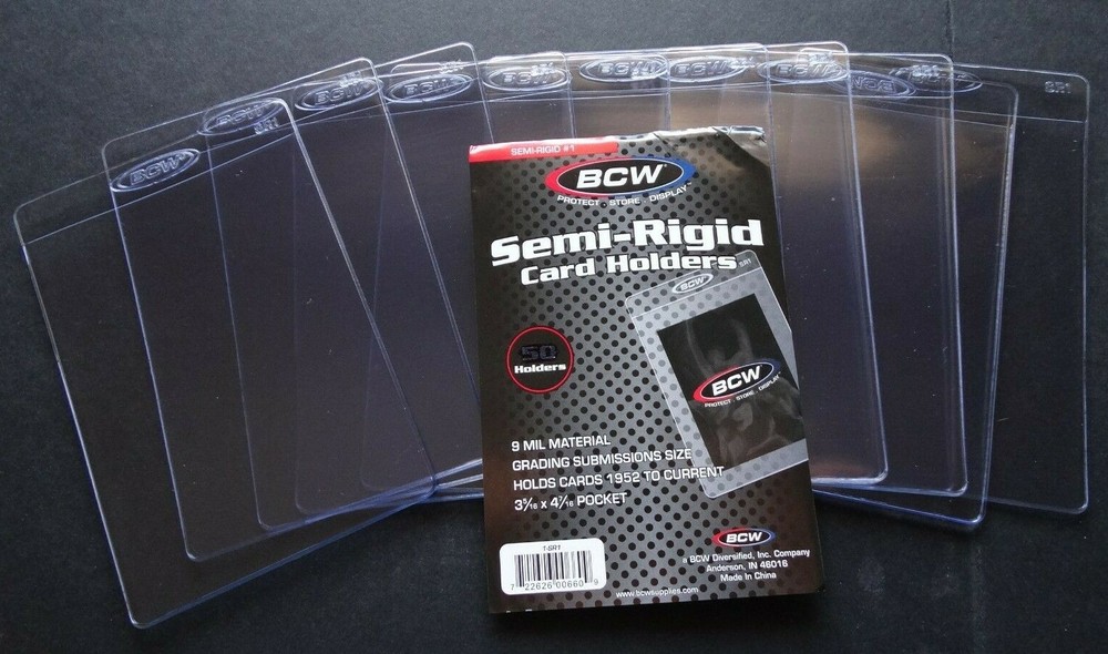 (10) BCW Large Semi Rigid Card Holder #1 For PSA BGS Grading Submissions