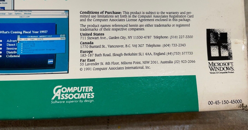 CA-Cricket Computer Associates Desktop Presentation Program Big Box 1991 Demo