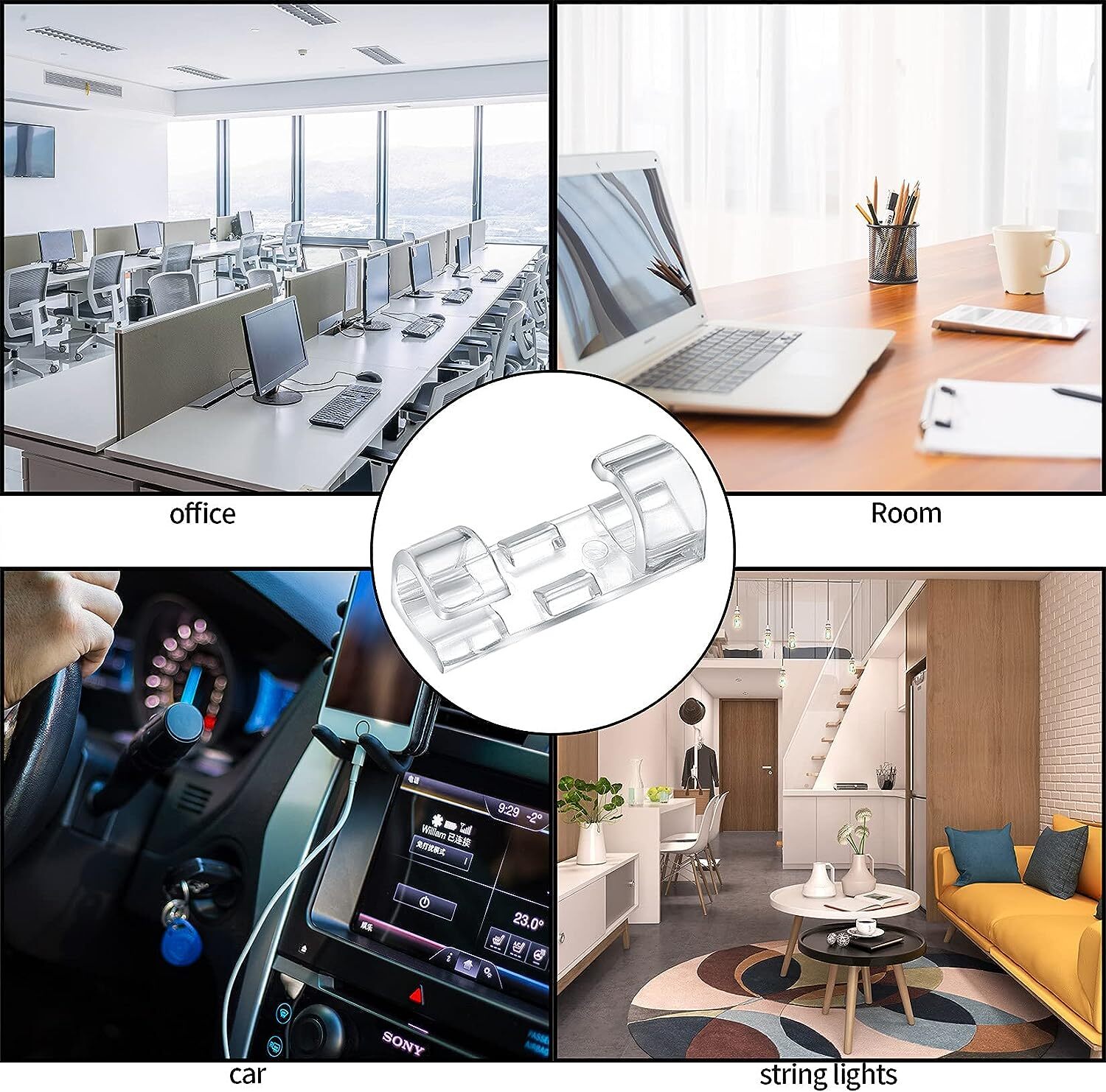 10-100 Cable Clips Self-Adhesive Tie Cord Management Wire Holder Organizer Clamp