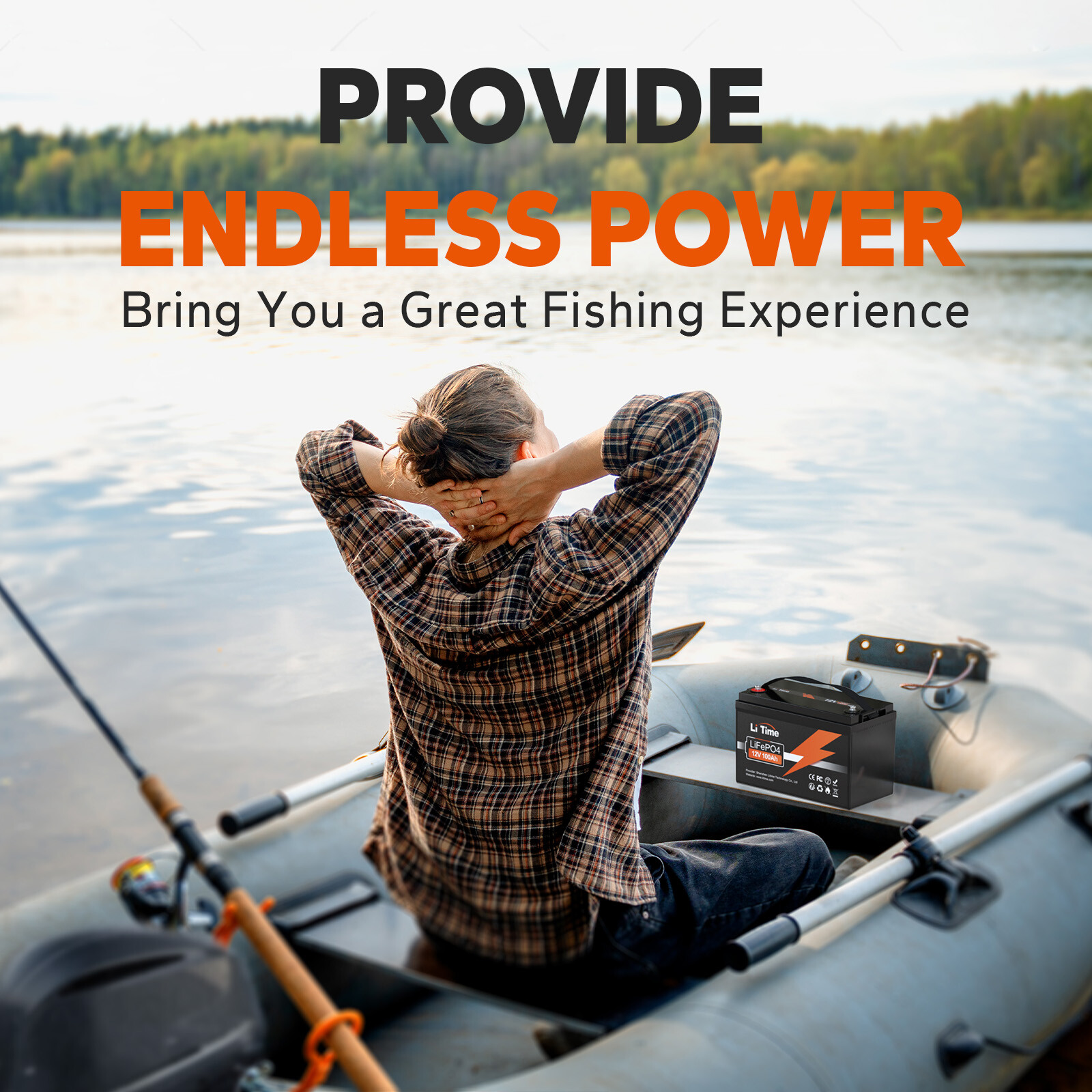 Litime 12V 100Ah LiFePO4 Lithium Battery 100A BMS for RV Trolling Motor - Used