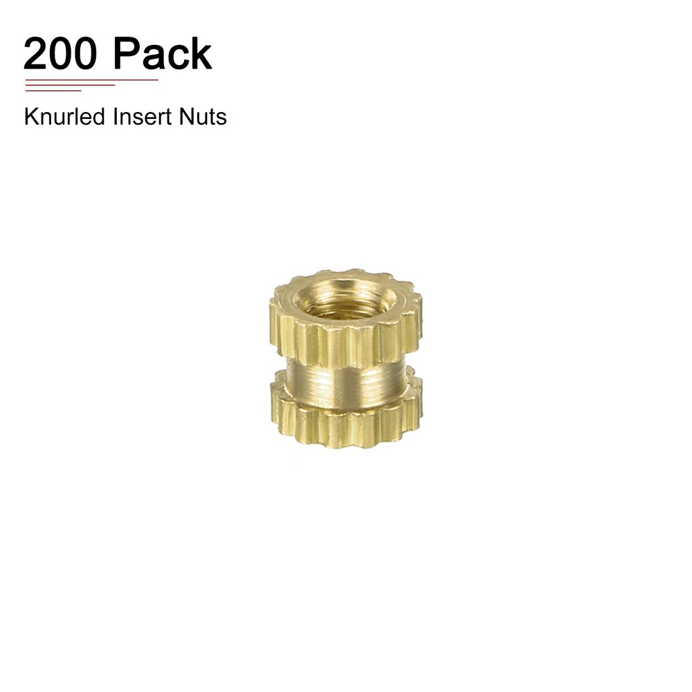 M2x3x3.2mm(IDxLxOD) Knurled Insert Nuts - 200 Pack - Good for Plastic Shells