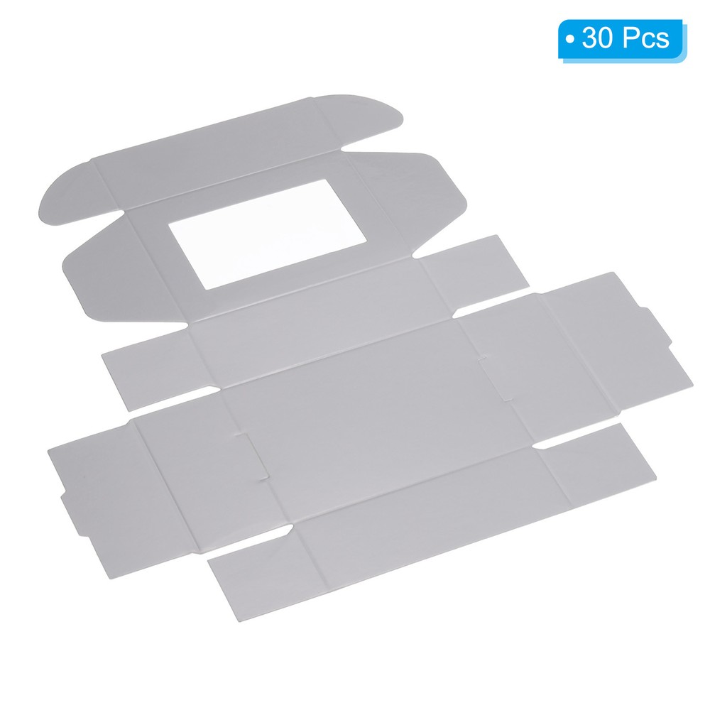 30Pack 3.5"x2.5"x1" Paper Soap Box with Window Soap Boxes Rectangle Silver