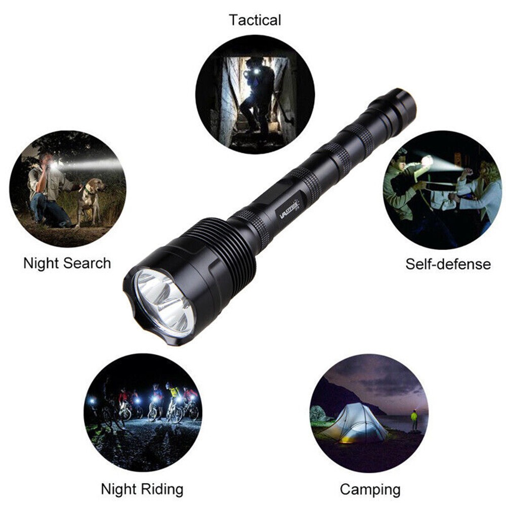 Hunting 3*LED Flashlight Torch 1-Mode Light 20mm Rail Scope Mount w/ Switch