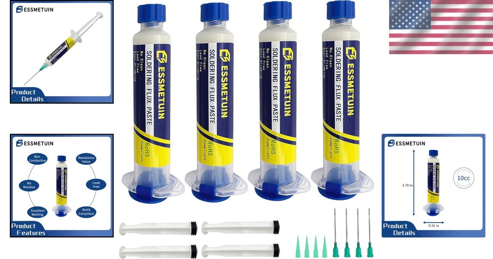Versatile 4-Pack Soldering Flux Paste - Non-Corrosive, Good Flow for Electronics
