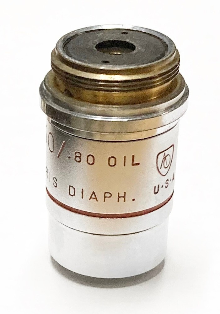 AO 1016 American Optical 50x Plan Achro .80 Oil Iris Microscope Objective