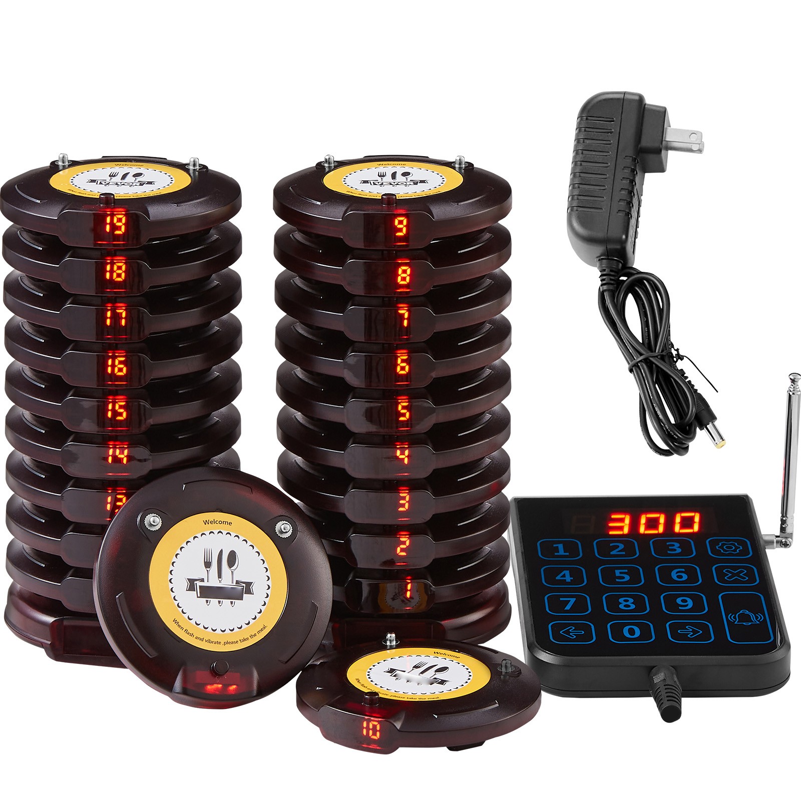 20+1 Pagers Restaurant Pager System Wireless Food Service 24h Standby Time