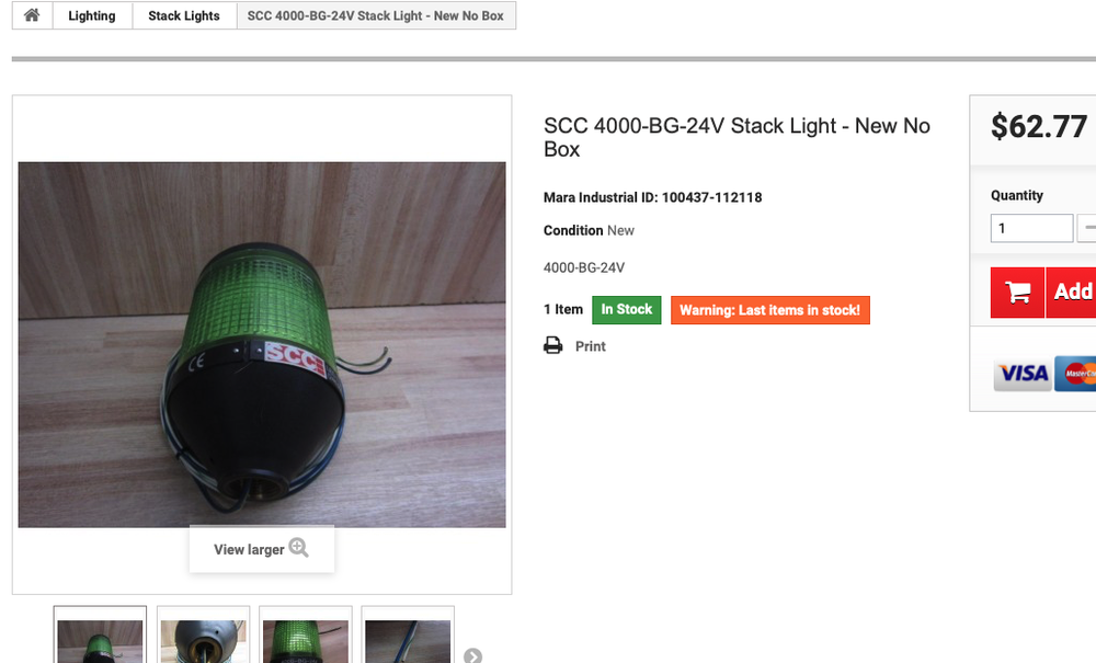 One NEW Yellow SCC LED Stack Lite #4000-BR-24V