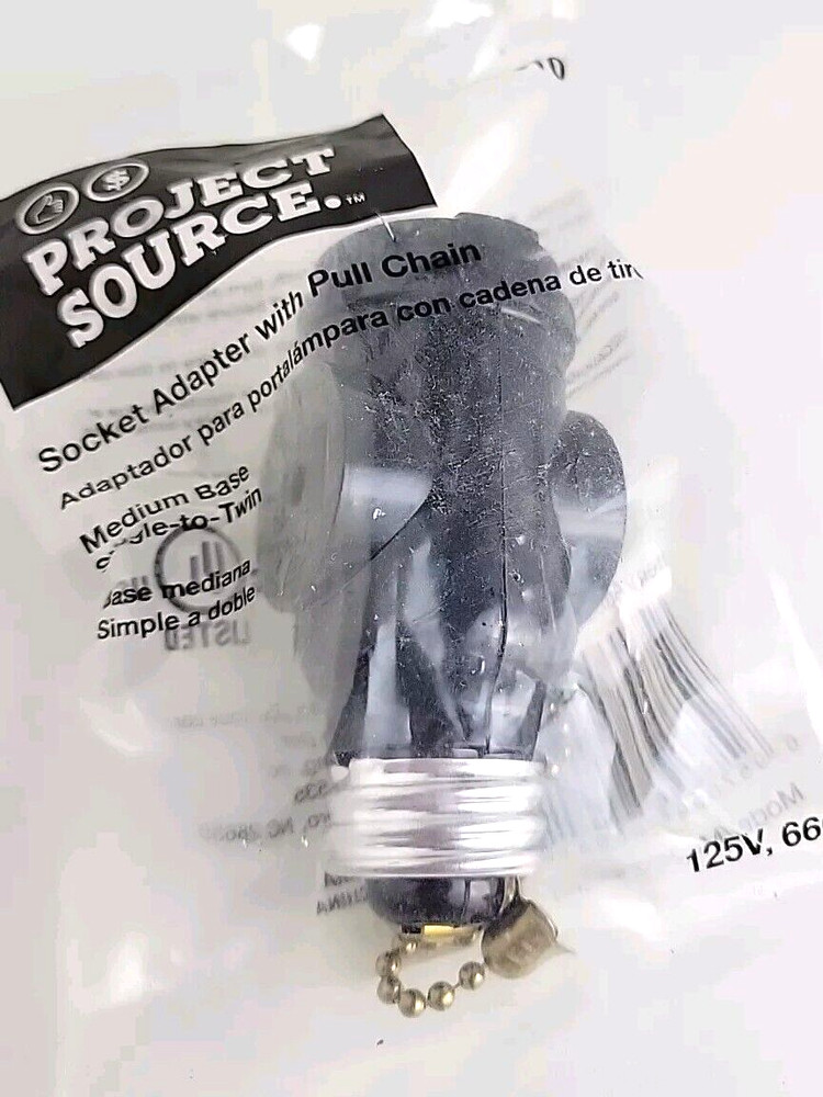 Brown SOCKET ADAPTER w/Pull Chain & 2 Side Outlets by Project Source® - NEW