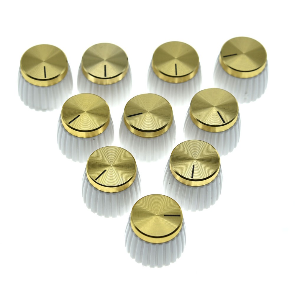 10x Guitar Amplifier-Knobs-White-w-Gold-Cap-Push-on-fits-Marshall-Amplifier
