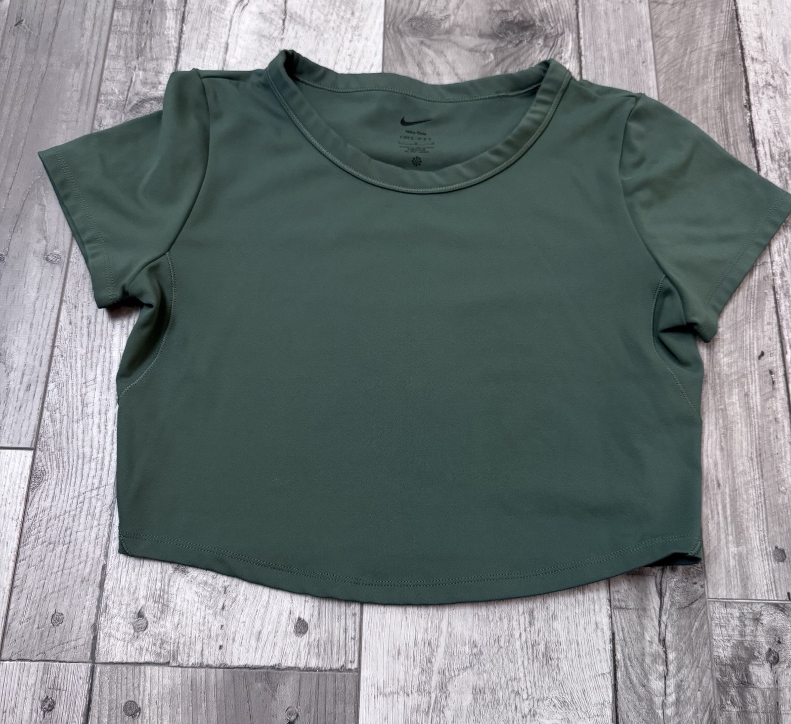 Nike One Dri Fit Cropped Tee T-Shirt Green Large